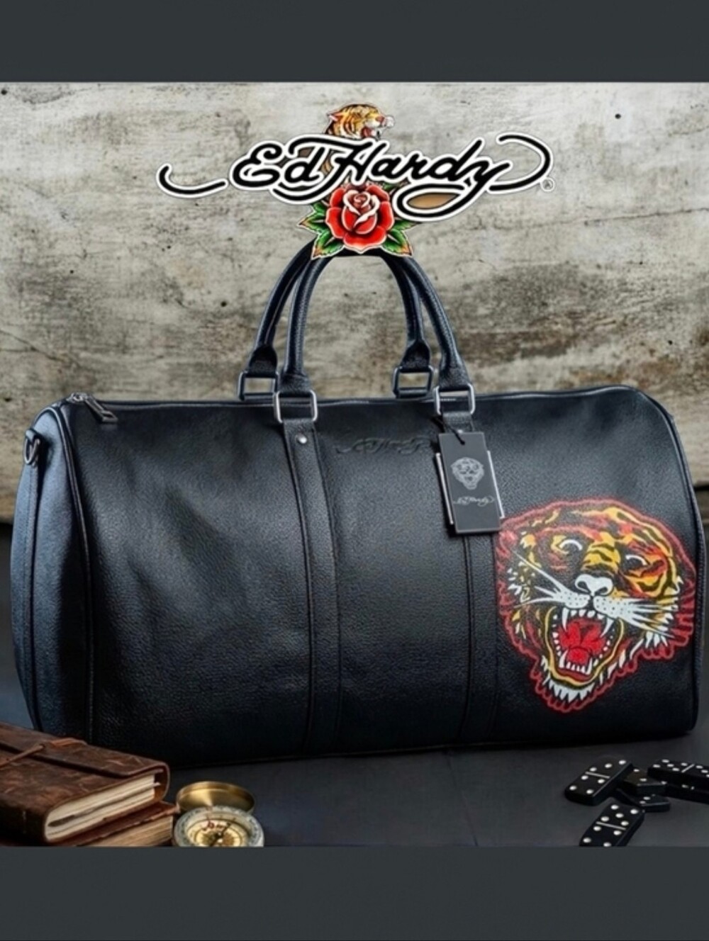 🐅 Ed Hardy Roaring Tiger Black Duffle Weekend Travel Bag